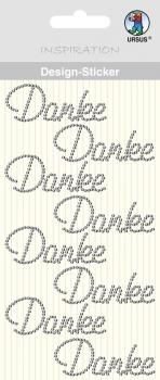 Design-Sticker, silber, "Danke"